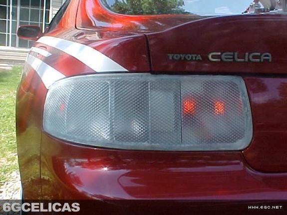 Finished clear tail lights showing diamond pattern office lighting material