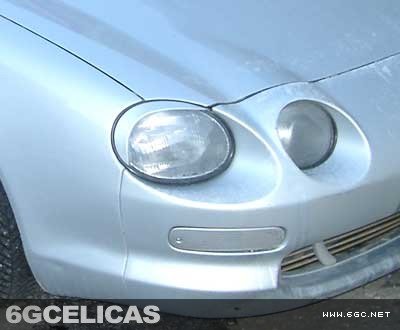 Close-up view of headlight eyebrow design